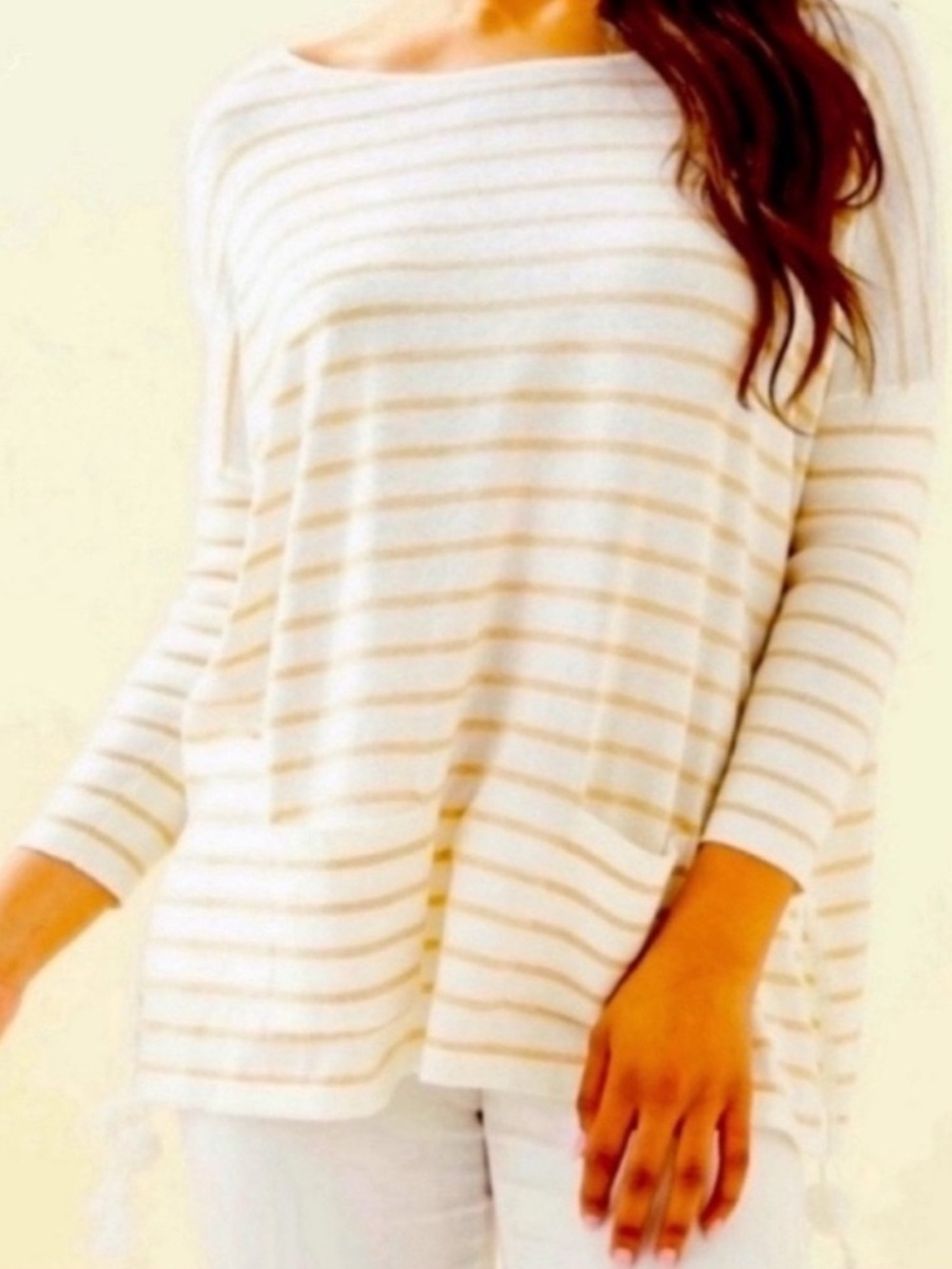 Lilly Pulitzer Elba Sweater Cream
& Tan Stripes